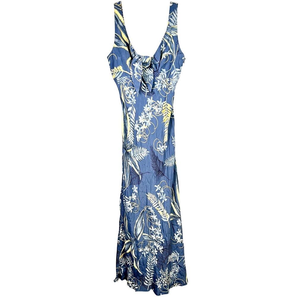 Trilogy Midi Dress Size Women Size 6 Gray Yellow Floral Topical Garden Vintage